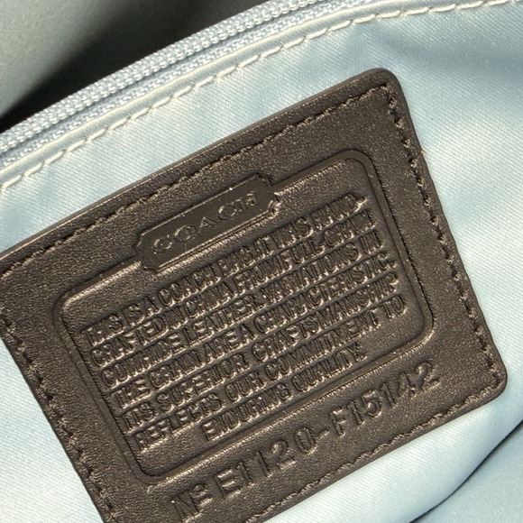 Coach Signature Logo Black Patent Leather Stitch Tote Shoulder Bag Double F15142 - Picture 13 of 16